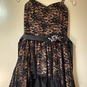 Black and Tan lace strapless dress
